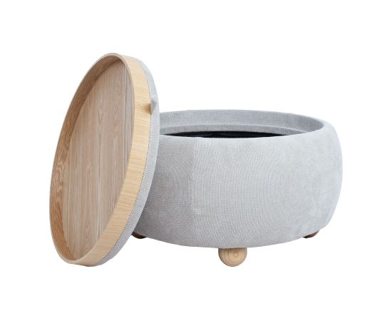 Ottoman/ table HIRO D67xH38cm, beige, with storage Новинки Для дома и сада 
