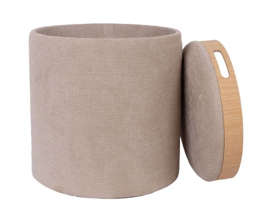 Tumba / galds HIRO D34,5xH37cm, bēšs, ar uzglabāšanās vietu un paplāti Jaunumi -Dārzam