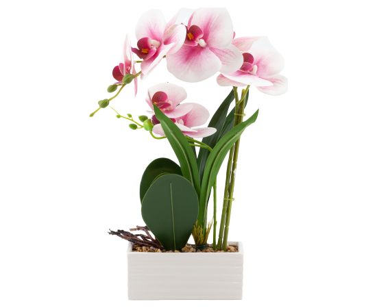 Orchid GREENLAND H41cm white pot, light pink flower Искусственные цветы и растения