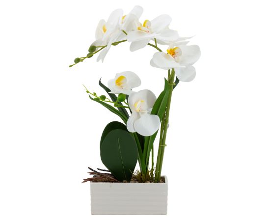 Orchid GREENLAND H41cm white pot, white flower Искусственные цветы и растения