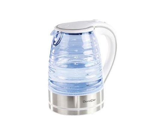 DomoClip DOD128W Standard kettle, Glass, White, 2200 W, 360° rotational base, 1.7 L