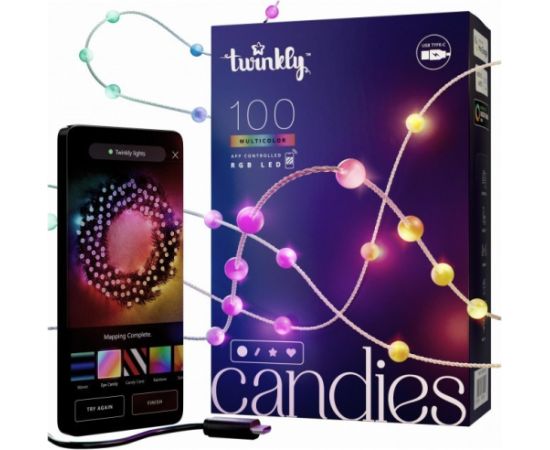Twinkly Candies LED Christmas tree lights TWKP100RGB-T 6 m 100 pearl-shaped lights Ziemassvētku lampiņas, LED virtenes