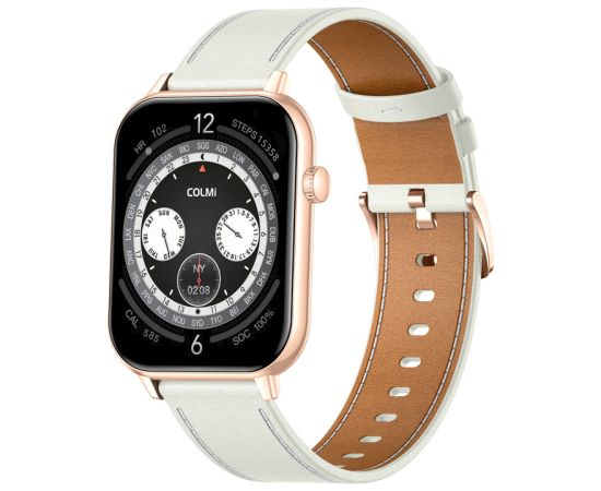 COLMI C28 Smartwatch in Gold with a White Leather Strap Smart-Watch Умные часы