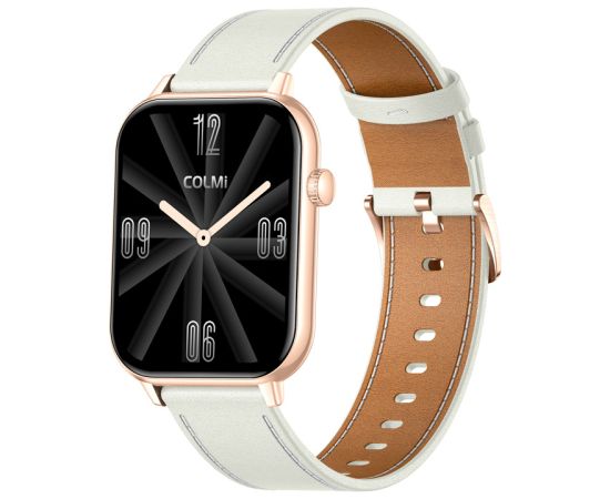 COLMI C28 Smartwatch in Gold with a White Leather Strap Smart-Watch Умные часы