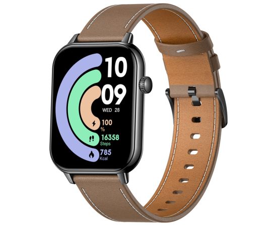 COLMI C28 Smartwatch – Black + Brown Leather Strap Smart-Watch Умные часы