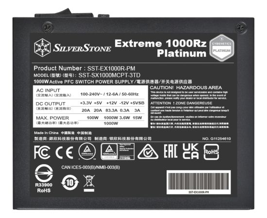 Silverstone Technology Extreme 1000Rz Platinum (black, 2x 12-pin high power GPU, 8x PCIe, cable management, 1000 watts) Datoru barošanas bloki