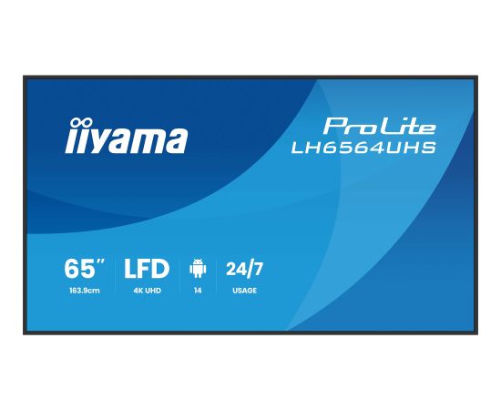 Iiyama ProLite LH6564UHS-B1AG, public display (black (matt), UltraHD/4K, VA, WiFi, remote control) Новинки Компьютерная техника