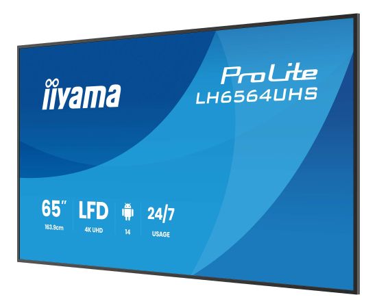 Iiyama ProLite LH6564UHS-B1AG, public display (black (matt), UltraHD/4K, VA, WiFi, remote control) Новинки Компьютерная техника