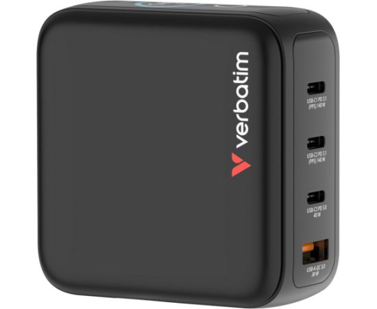 Verbatim Mini GaN charger with display (black, 140 watts total power) Monitori