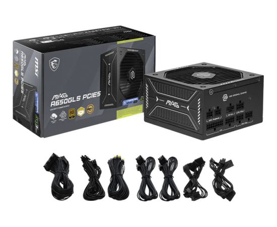 MSI MAG A650GLS PCIE5 (black, 1x 12-pin high power GPU, 2x PCIe, cable management, 650 watts) Блоки питания