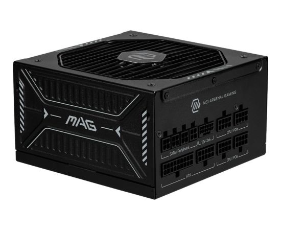 MSI MAG A850GLS PCIE5 (black, 1x 12VHPWR, 4x PCIe, cable management, 850 watts) Datoru barošanas bloki