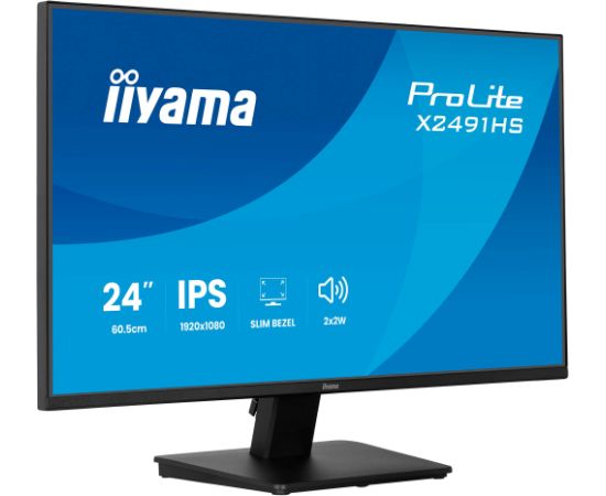Iiyama ProLite X2491HS-B1 (60.5 cm (23.8 inches), black (matt), FullHD, IPS, HDMI, DP, speakers, 120Hz panel) Monitori