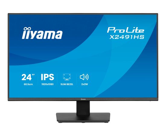 Iiyama ProLite X2491HS-B1 (60.5 cm (23.8 inches), black (matt), FullHD, IPS, HDMI, DP, speakers, 120Hz panel) Monitori
