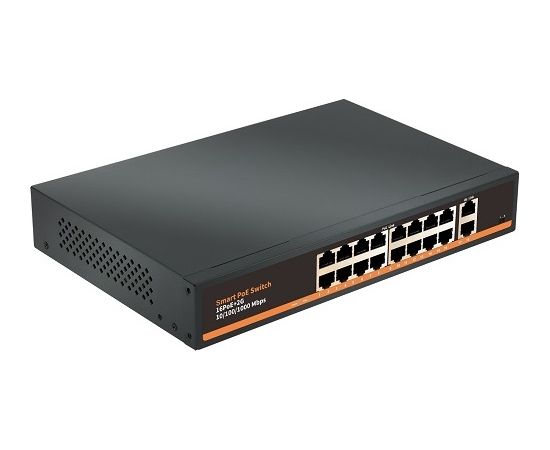 Hismart PoE коммутатор 16ch 1000Mbps +2G uplink Коммутаторы (Switch)