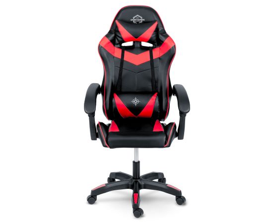 Lean biroja krēsls, LEAN spēļu krēsls, grozāms biroja krēsls ar kāju balstu, spilveniem, melns un sarkans Gaming krēsli