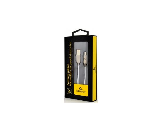 Gembird USB Male - Micro USB Male Premium rubber 2m White Data USB kabeļi