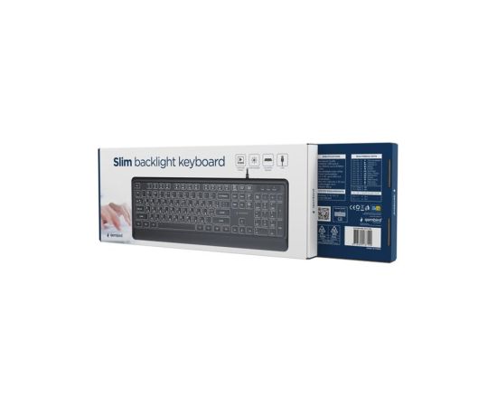 Klaviatūra Gembird Slim Backlight USB-A+C RU Klaviatūras