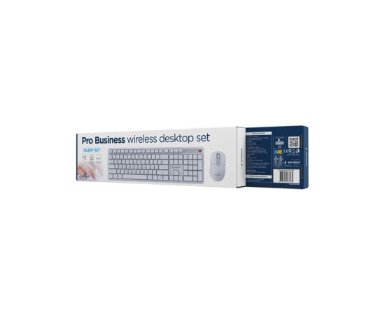 Klaviatūra un pele Gembird Desktop set Silent key Pro Business wireless RU White Klaviatūras