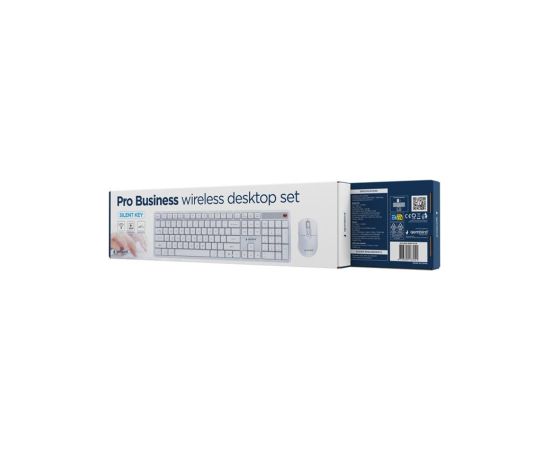 Klaviatūra un pele Gembird Desktop set Silent key Pro Business wireless US White Klaviatūras
