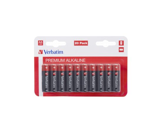 Baterijas Verbatim AA Premium Alkaline 20-Pack 1.5V Bateriju lādētāji