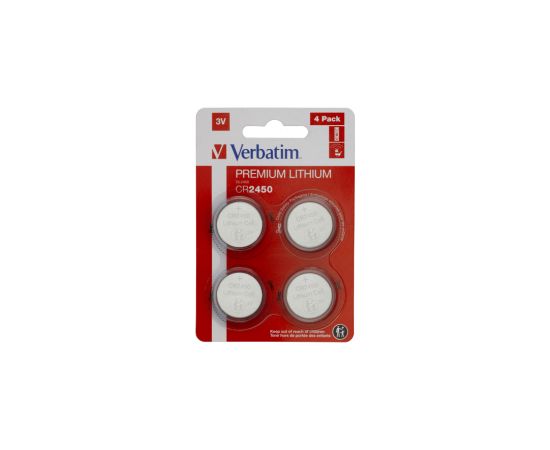 Baterijas Verbatim CR2450 Premium Lithium 4-Pack Bateriju lādētāji