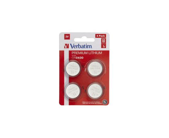 Baterijas Verbatim CR2430 Premium Lithium 4-Pack Bateriju lādētāji