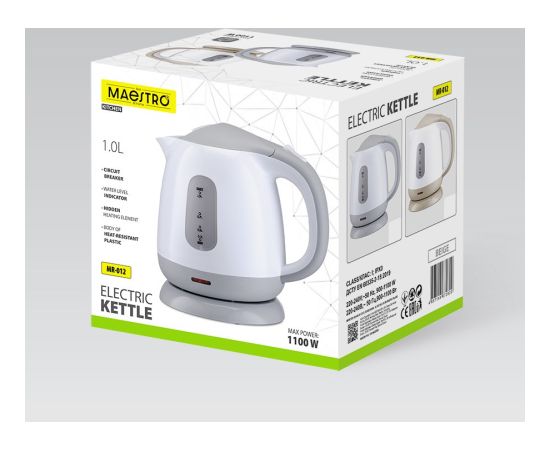Czajnik elektryczny 1L 1100W MR-012-BEIGE MAESTRO Tējkannas (elektriskās)