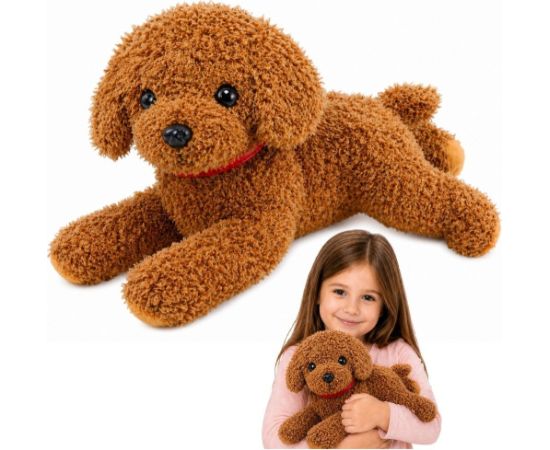 LeanToys Pluszowy Piesek Pudel Maskotka Przytulanka Obciążeniowe Łapki Obroża 30cm EDUKAMP Mīkstās rotaļlietas