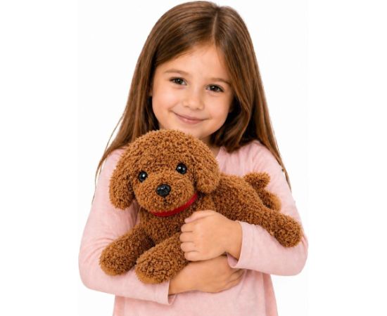 LeanToys Pluszowy Piesek Pudel Maskotka Przytulanka Obciążeniowe Łapki Obroża 30cm EDUKAMP Mīkstās rotaļlietas