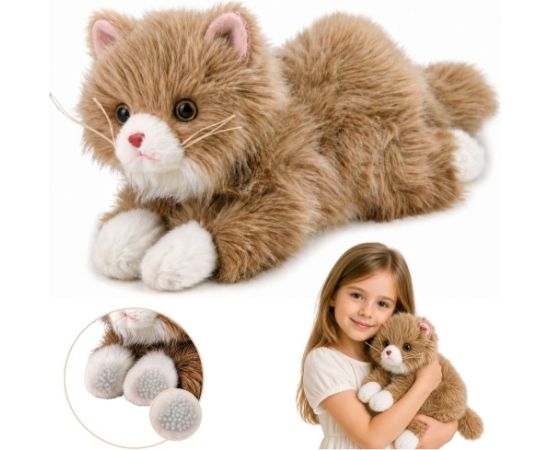 LeanToys Pluszowy Kot Perski Maskotka Przytulanka Obciążeniowe Łapki Beżowy 50 cm EDUKAMP Mīkstās rotaļlietas