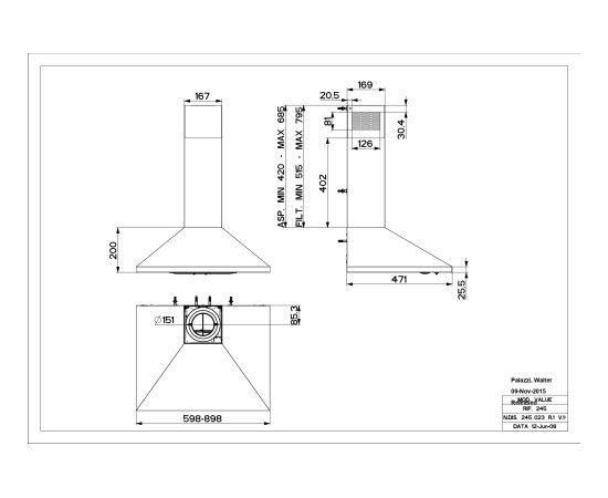 Cooker hood Faber VALUE PB X A60 Jaunumi Sadz. tehnika