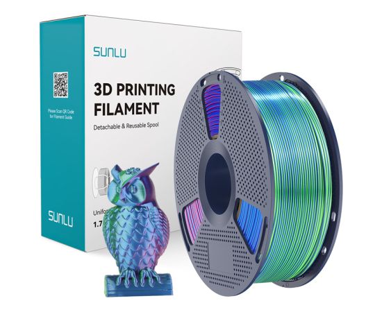 Sunlu PLA+ Silk Tri-Color Filament (blue-green-purple) 3D Printeri un lāzergravētāji