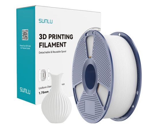 Sunlu PLA Classic White Filament 1.75mm 1KG 3D Printeri un lāzergravētāji