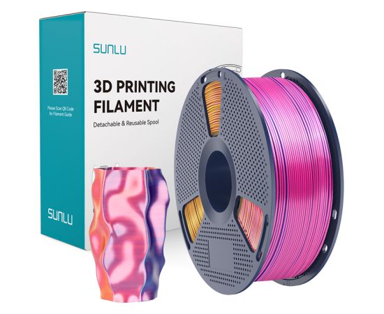 Sunlu PLA+ Silk Tri-Color Filament (red, yellow, and blue) 3D Printeri un lāzergravētāji
