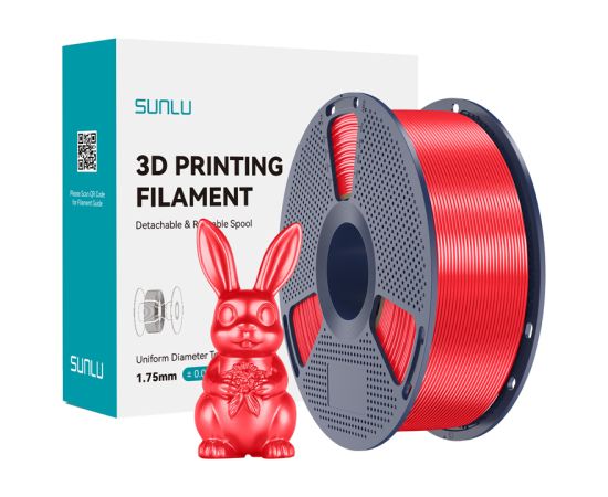 Sunlu PLA+ Silk Filament (Red) 3D Printeri un lāzergravētāji