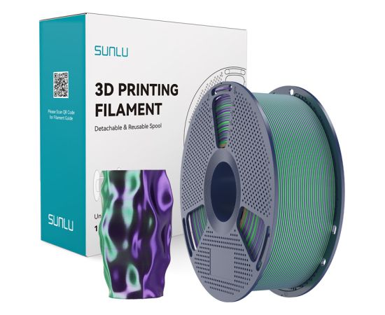 Sunlu PLA+ Silk Dual Color Filament (green and purple) 3D Printeri un lāzergravētāji