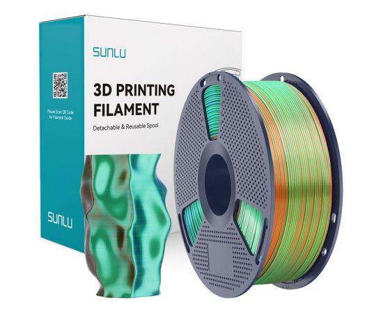 Sunlu PLA+ Silk Tri-Color Filament (orange, blue, and green) 3D Printeri un lāzergravētāji