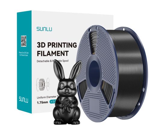 Sunlu PLA+ Silk Filament (Black) 3D Printeri un lāzergravētāji