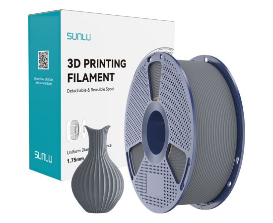 Sunlu PLA Classic Gray Filament 1.75mm 1KG 3D Printeri un lāzergravētāji