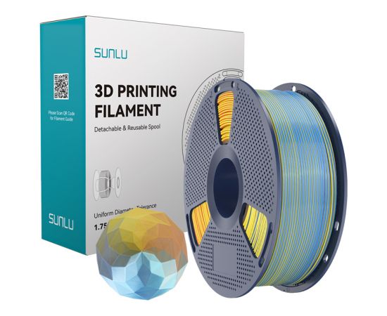Sunlu PLA+ Silk Forth-Color Filament (blue-purple-orange-yellow) 3D Printeri un lāzergravētāji