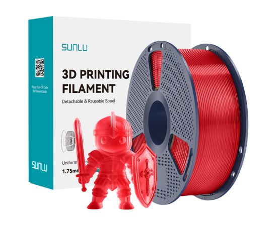 Sunlu PLA+ Filament (Transparent Red) 3D Printeri un lāzergravētāji