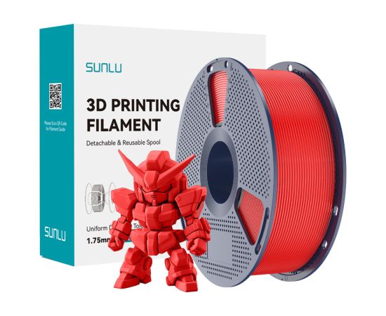 Sunlu PLA+ 2.0 Filament (Red) 3D Printeri un lāzergravētāji