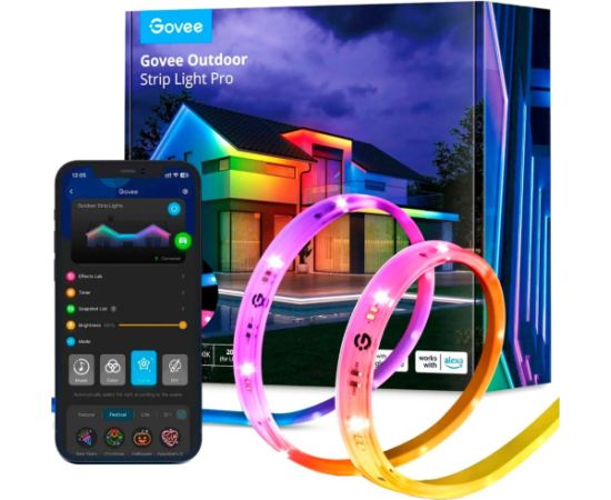 Govee RGBICWW Outdoor LED Strip Lights, LED Strip Lights (10 Meters) Dekoratīvais apgaismojums 