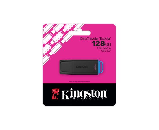 Kingston Technology DataTraveler 128GB Portable USB 3.2 Gen 1 Exodia Black/Blue USB Flash atmiņas