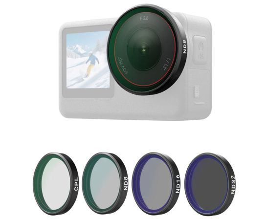 Telesin CPL/ND8/ND16/ND32 filter set for DJI Osmo Action 6 (4 pcs). Sporta kameru aksesuāri