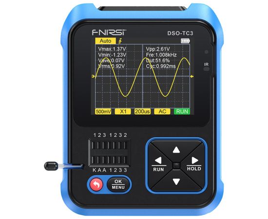 FNIRSI Handheld Digital Oscilloscope Transistor Tester SigGen 3 in 1 DSO-TC3 Testeri un mērierīces