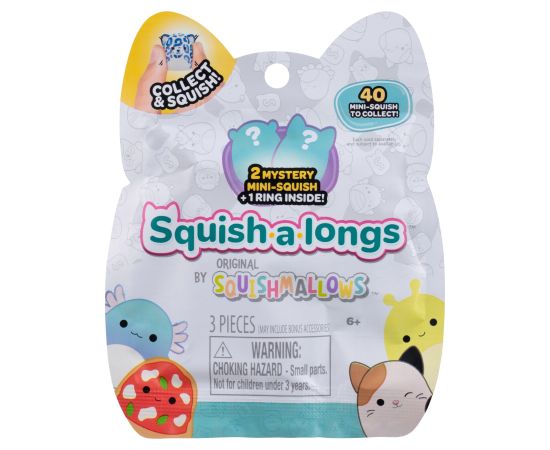 SQUISHMALLOWS SQUISH-A-LONGS figūriņas, 2-paka necaurspīdīgā iepakojumā, 2,5 cm Mīkstās rotaļlietas