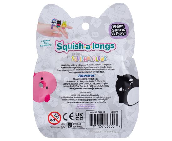 SQUISHMALLOWS SQUISH-A-LONGS figūriņas, 2-paka necaurspīdīgā iepakojumā, 2,5 cm Mīkstās rotaļlietas