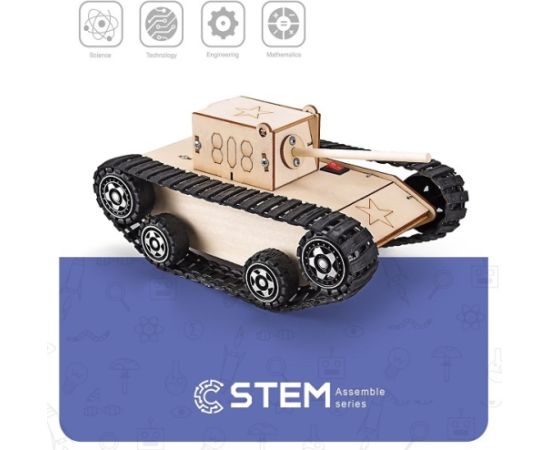 Extradigital Wooden Assembly Kit Electric Army Tank, STEM Educational Toy Конструкторы