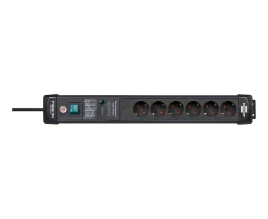 Brennenstuhl Premium-Line 6-way power strip, black, 5 meters, 60,000A surge protection Strāvas pagarinātāji